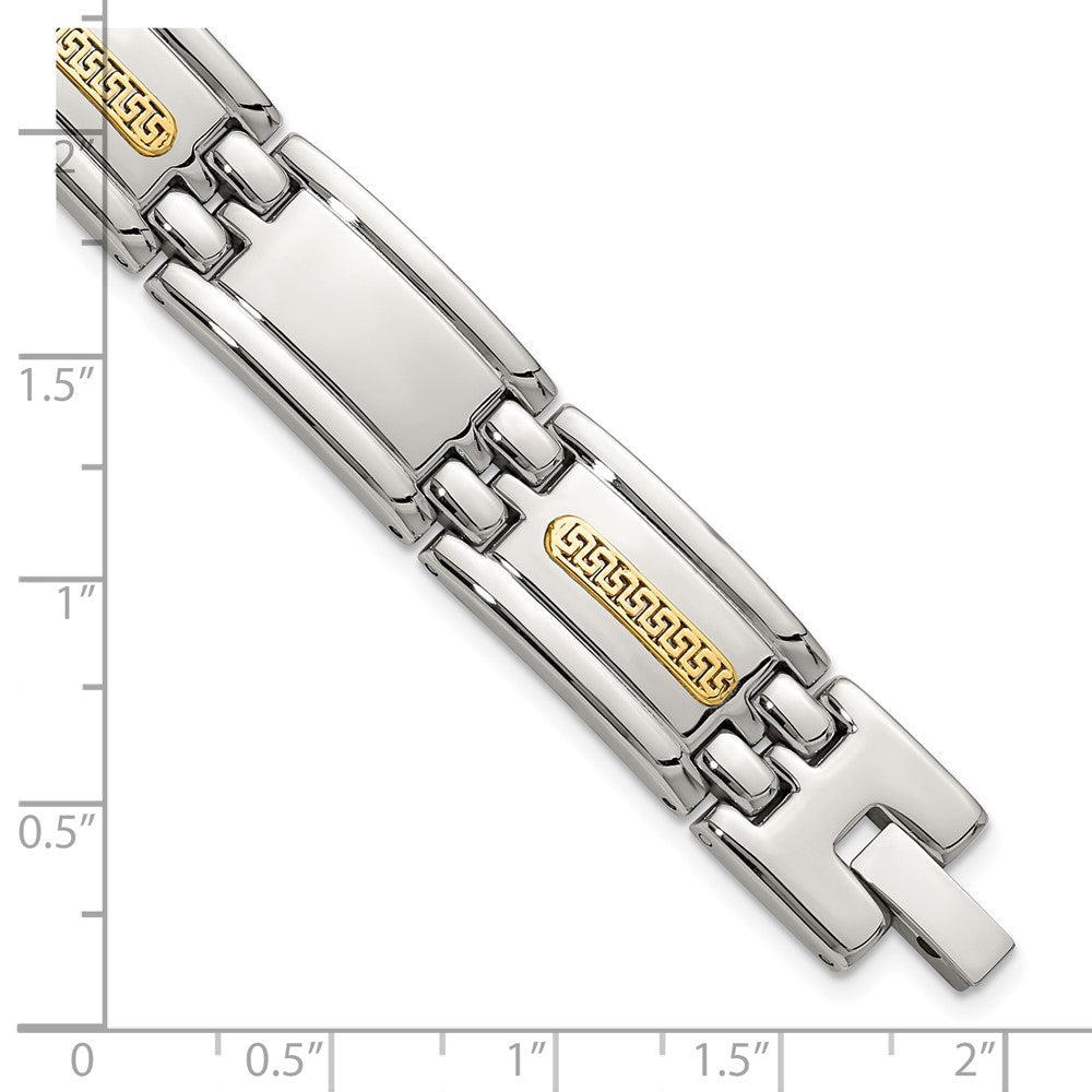 Chisel Stainless Steel Polished with 14K Gold Accent 8.75 inch Link Bracelet 8.75 inches