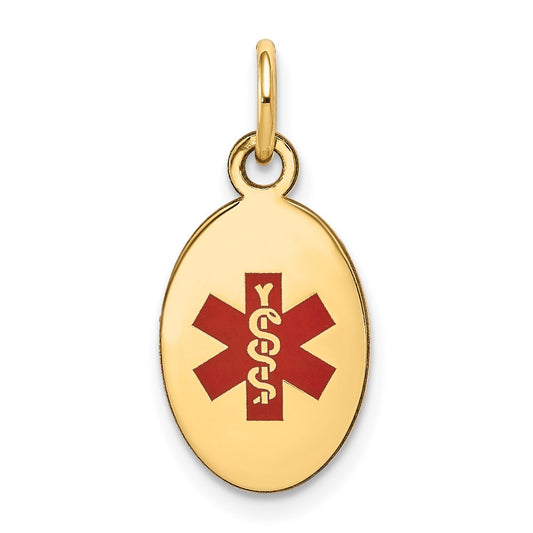 10k Red Enamel Medical Jewelry Pendant
