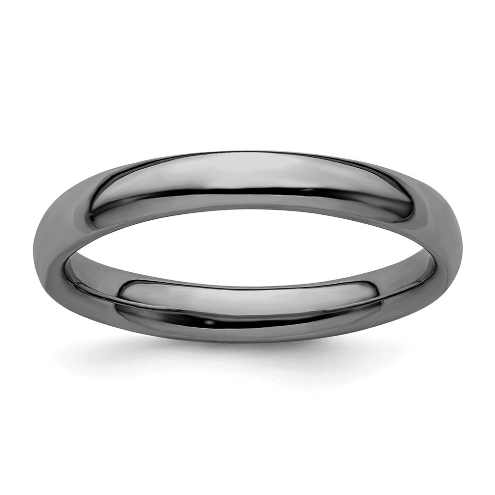 Sterling Silver Stackable Expressions Black-plated Polished Ring Size -6