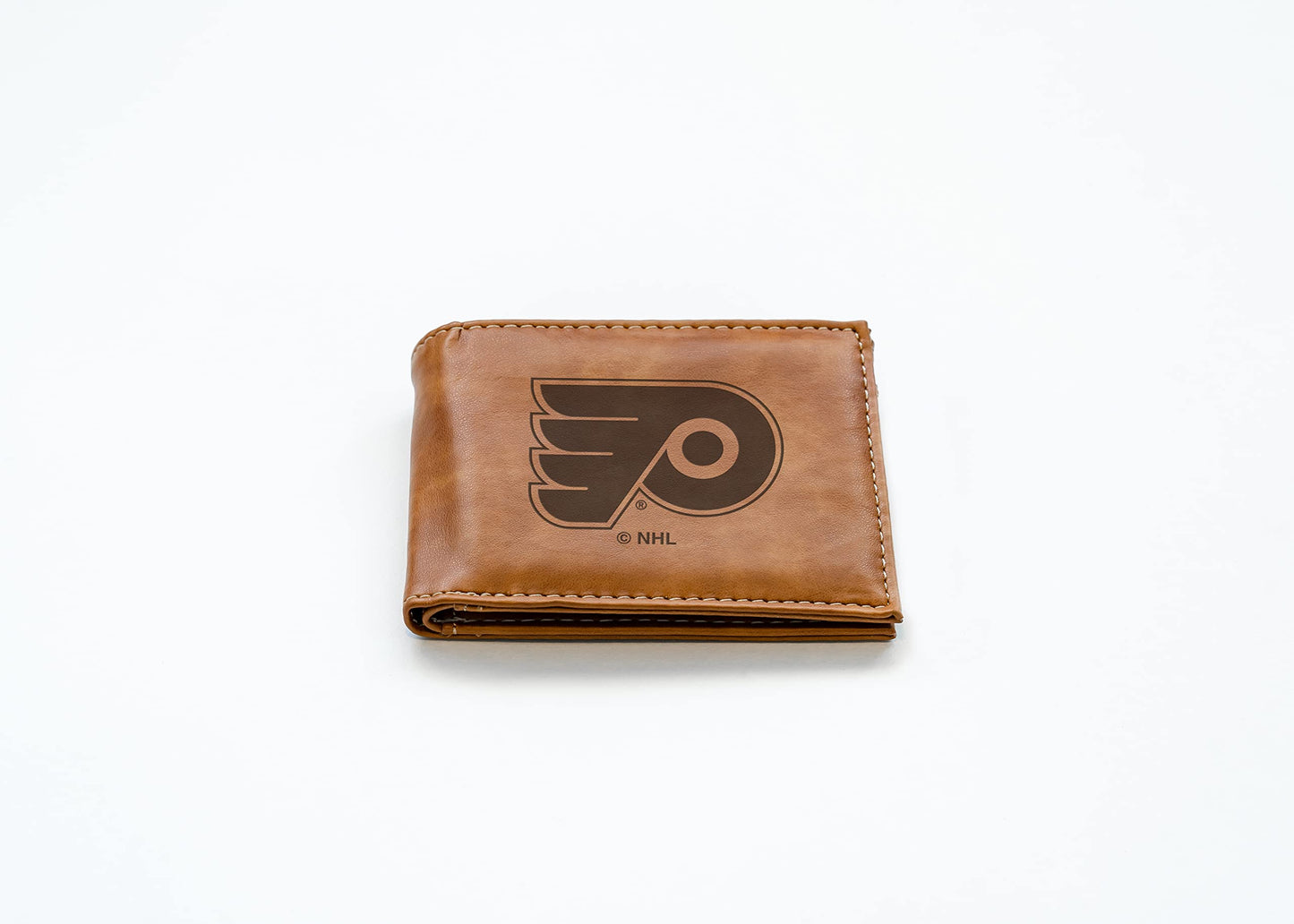 4" Brown NHL Philadelphia Flyers Engraved Billfold Wallet
