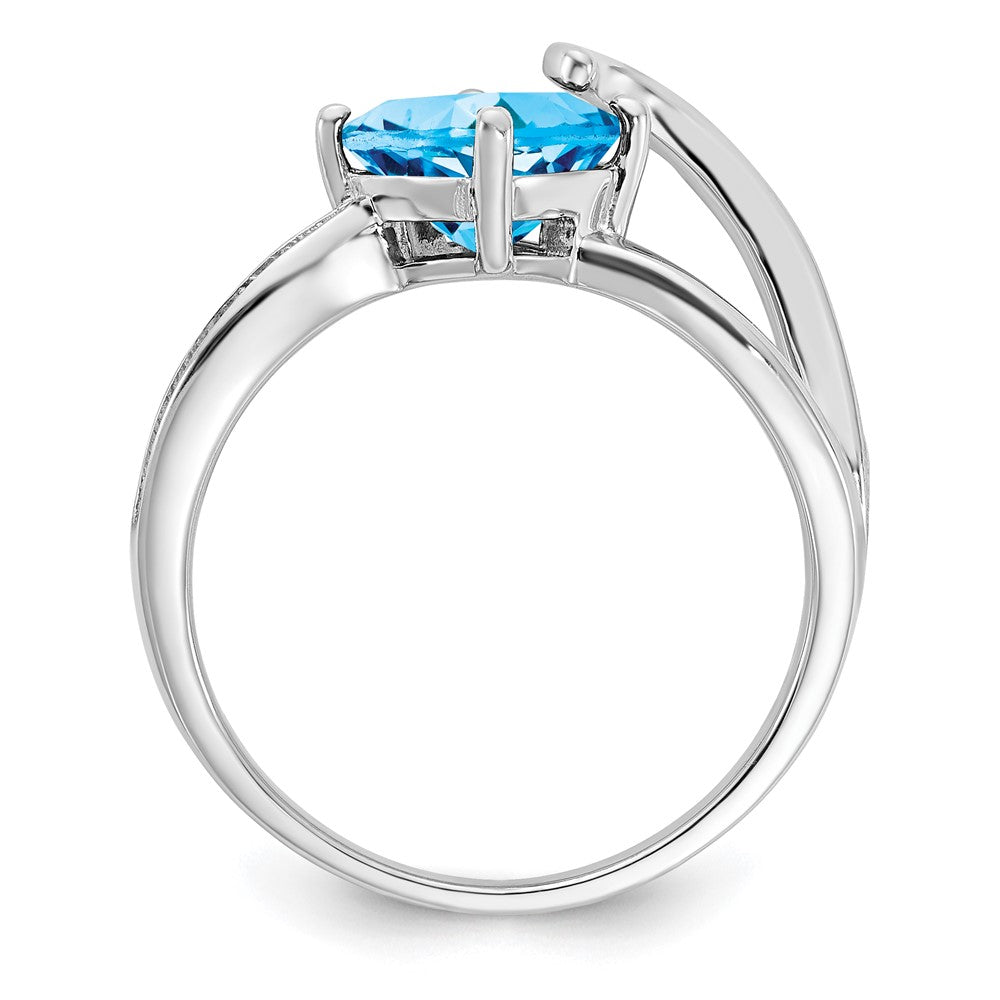 ANC Sterling Silver Blue Topaz & Diamond Ring