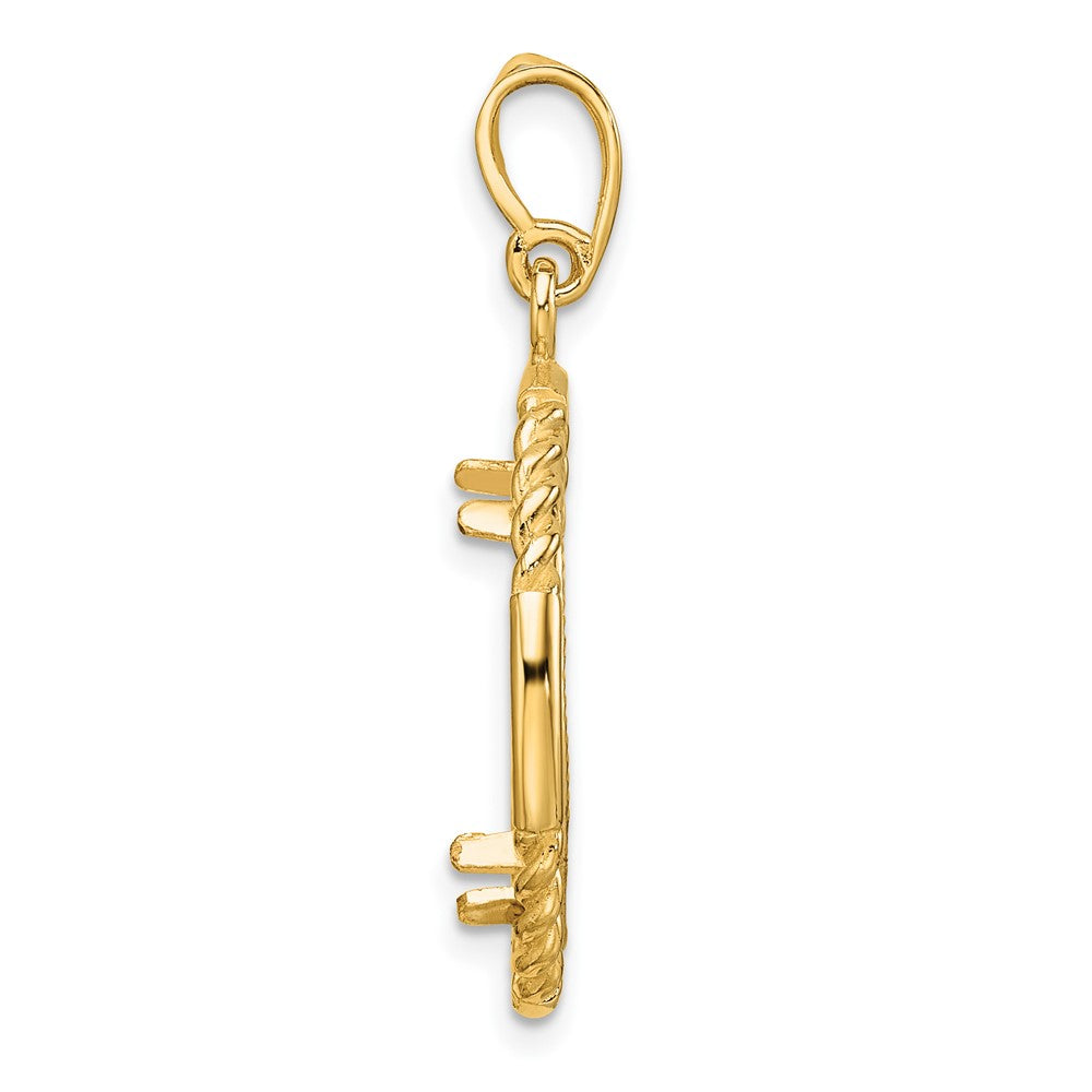 Wideband Distinguished Coin Jewelry 14k Polished Quadruple Twist and Diamond-cut 17.8mm Prong Coin Bezel Pendant