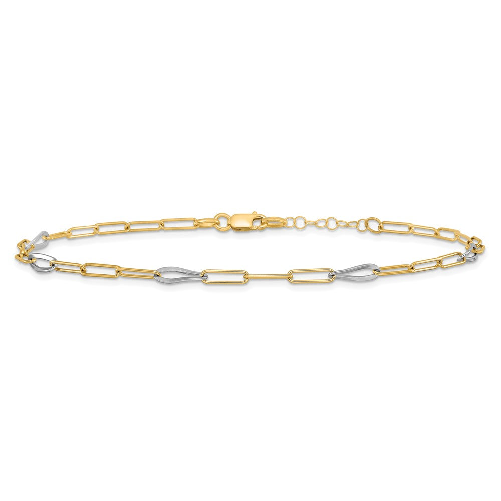 14K Two-tone Fancy Link with 1in. ext Anklet