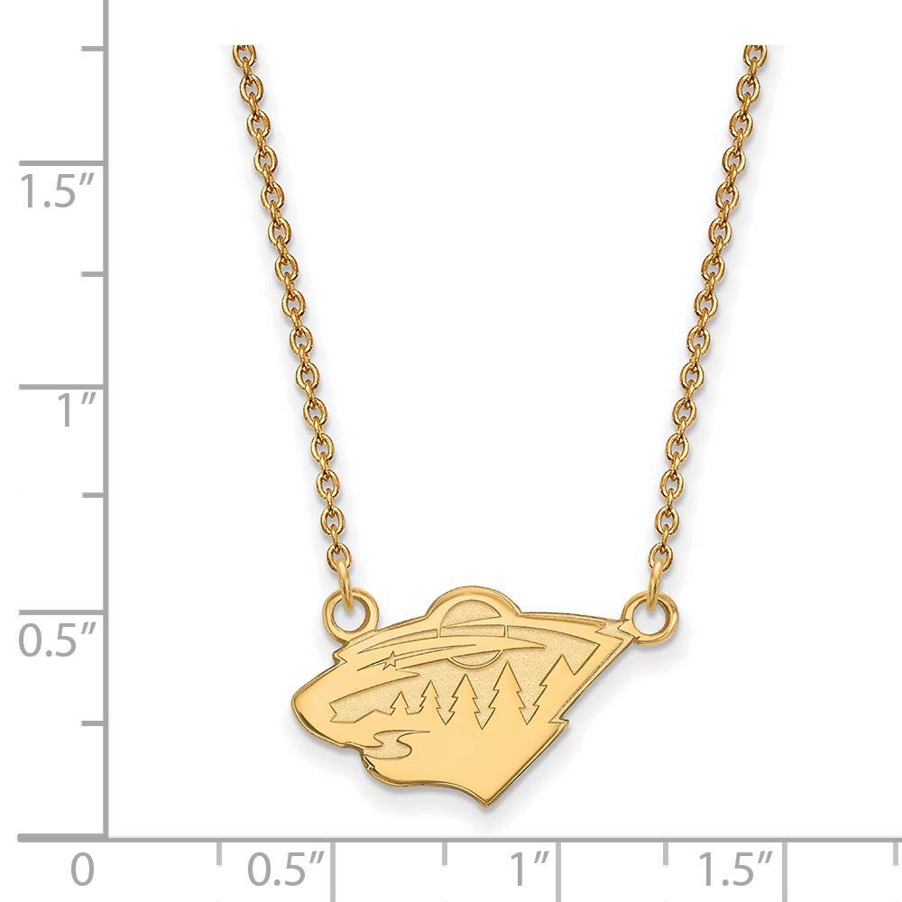 Sterling Silver Gold Plated NHL LogoArt Minnesota Wild Sm Pendant Necklace