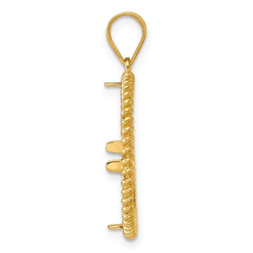 14k Diamond Cut Coil with 18.0mm Prong Coin Bezel Pendant