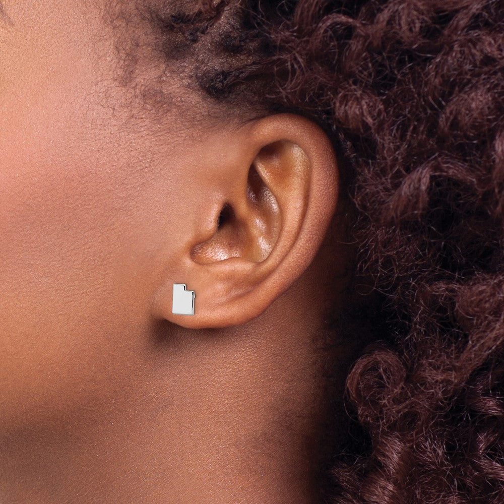 Sterling Silver/rhodium-plated Utah State Earrings