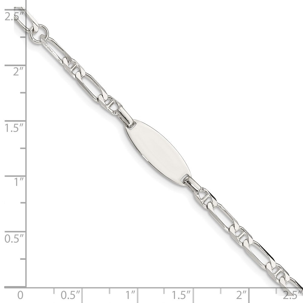 Sterling Silver Polished Engraveable 5in Plus 1in EXT Childrens ID Bracelet 5 inches