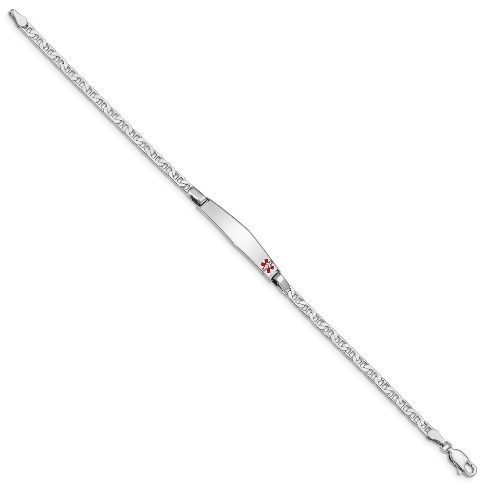 Sterling Silver Rhodium-plated Medical ID Anchor Link Bracelet 7 inches