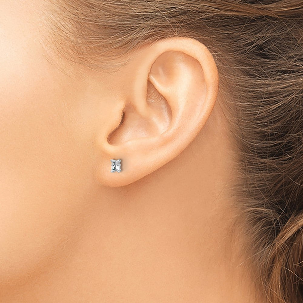 14k White Gold 1/2 ctw Lab Grown Diamond VS+ F+ Radiant 4 Prong Heavy Wt. Stud Earrings