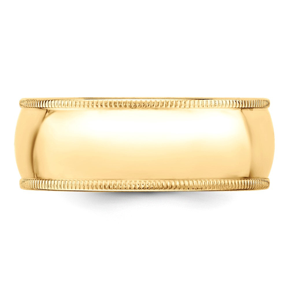 10k Yellow Gold 8mm Milgrain Half Round Wedding Band Size 8