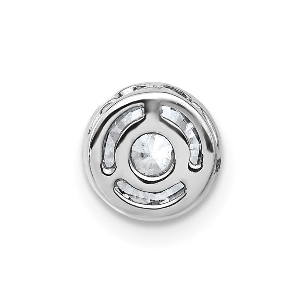 14k White Gold Round Bezel D E F Pure Light Moissanite Chain Slide