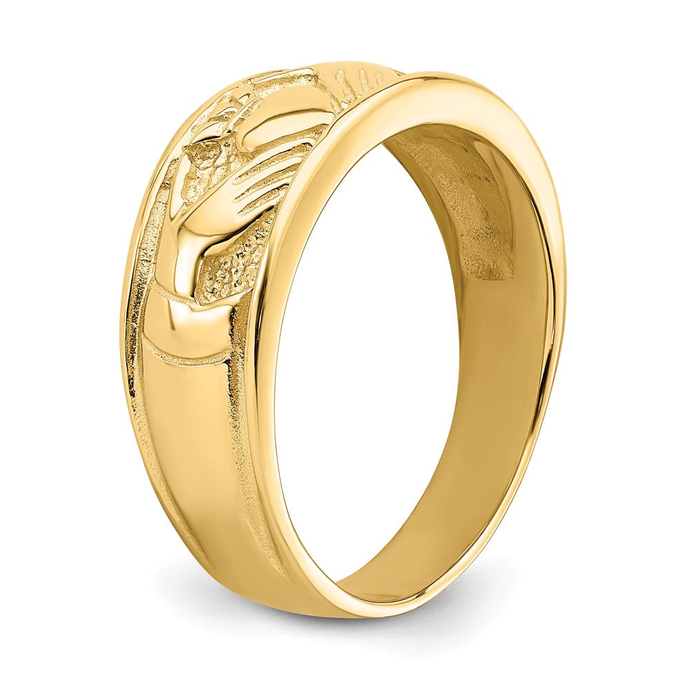 14k Polished Claddagh Band Size 7