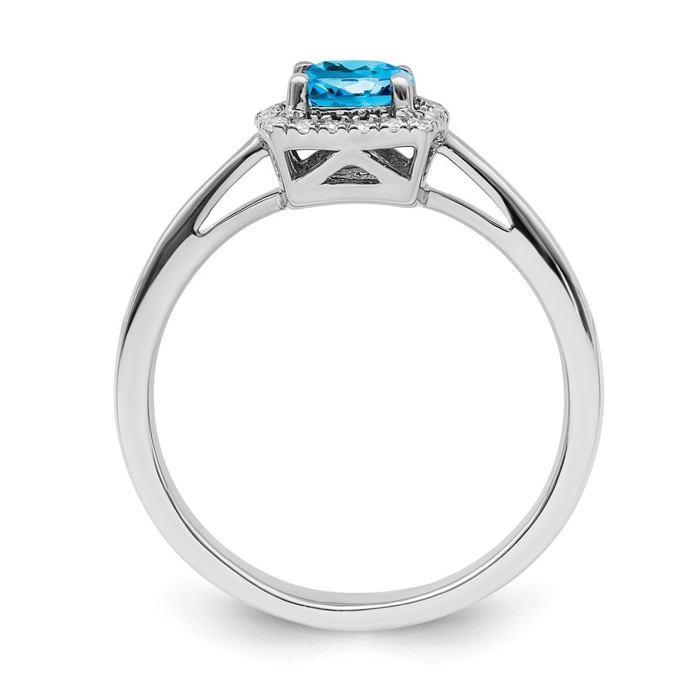 SS ANT Blue Topaz and Diamond Ring