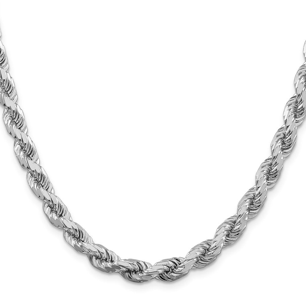 Sterling Silver Rhodium-plated 6.5mm Diamond-cut Rope Chain 20 Inches
