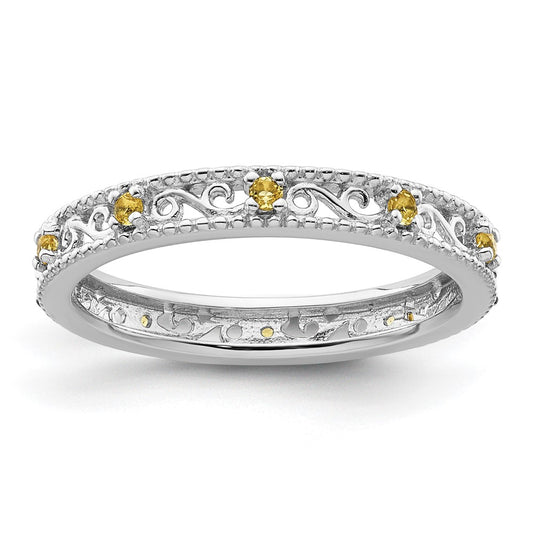 Sterling Silver Stackable Expressions Citrine Ring Size -8