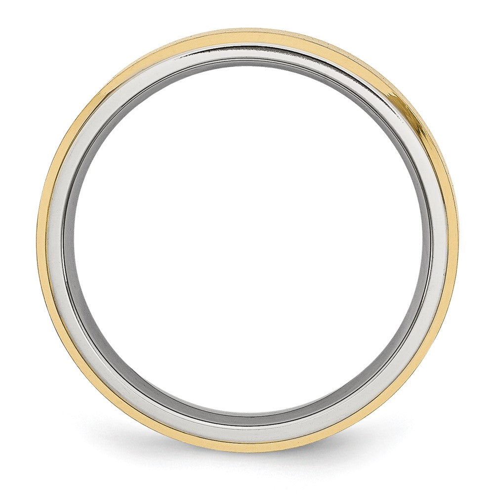 Stainless Steel Brushed/Polished Yellow IP-plated 5mm Beveled Edge Band Size - 7.5