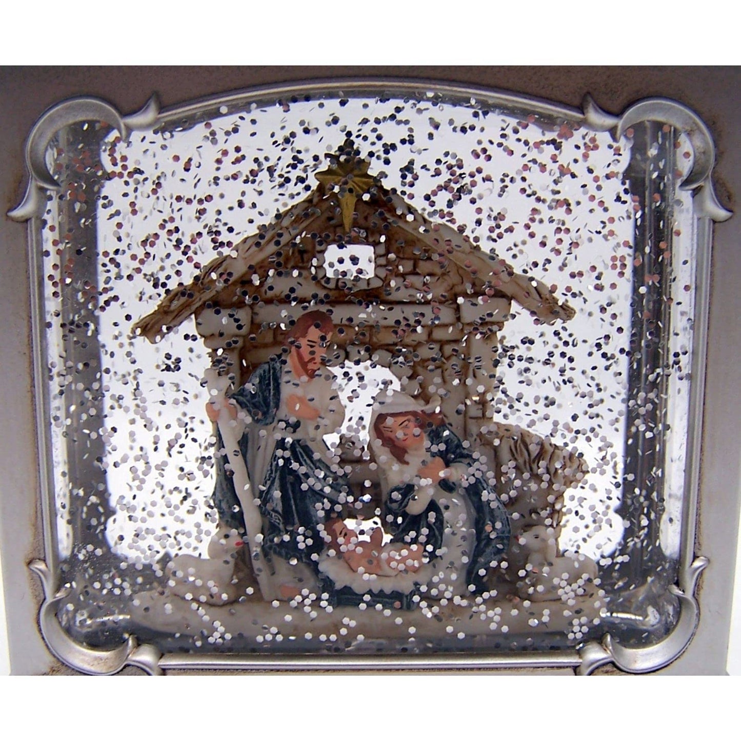 Roman Holy Family Pewter Led Swirl Lantern
