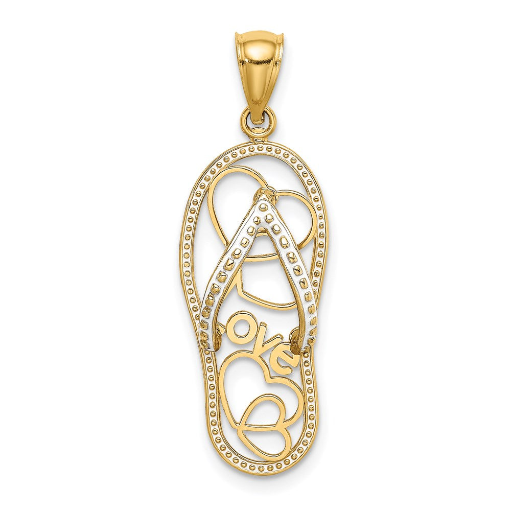 14K Multi Heart Love Flip-Flop w/ White Enamel Charm