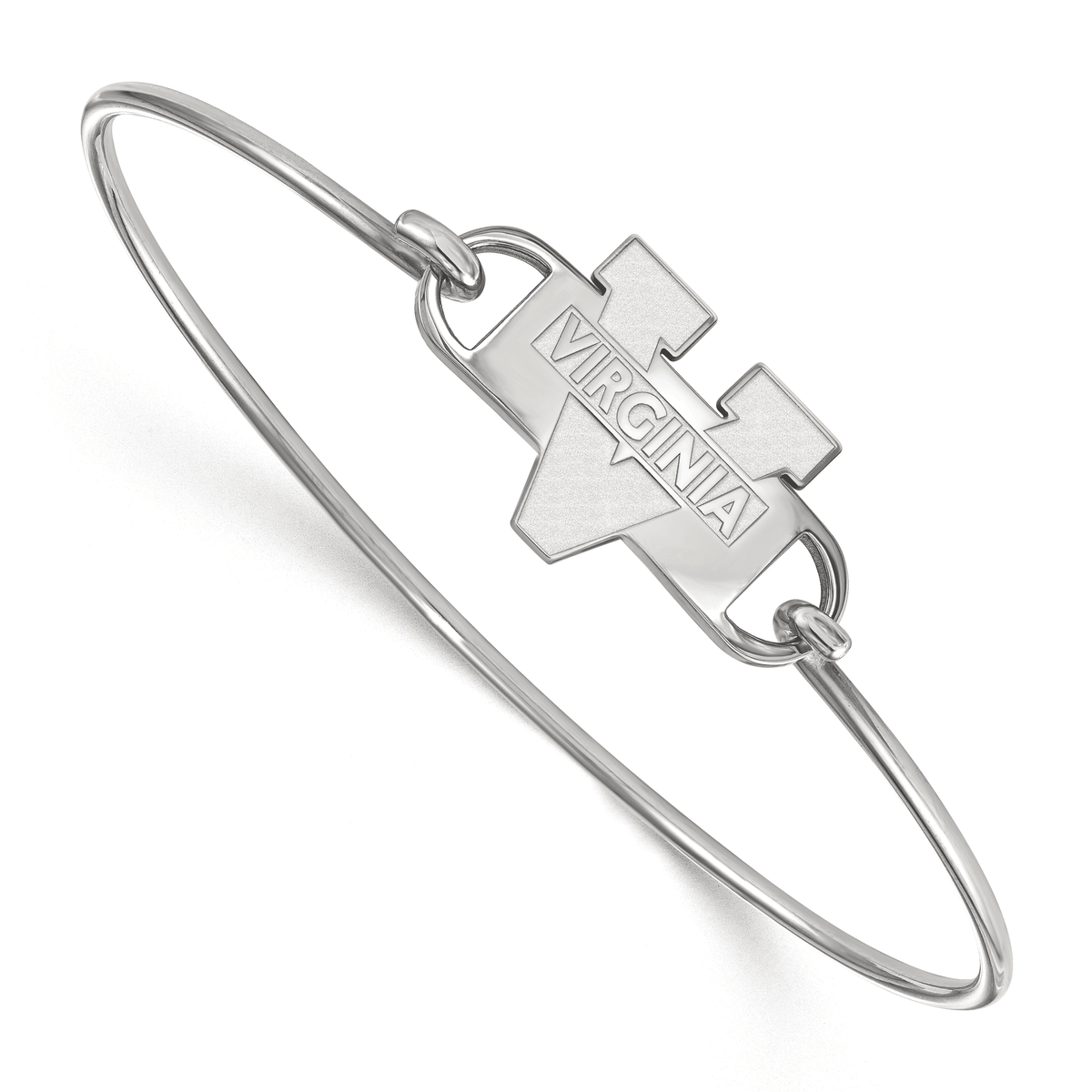 Sterling Silver 7in Official Licensed Collegiate University of Virginia (UVA) Small Ctr Wire Bangle