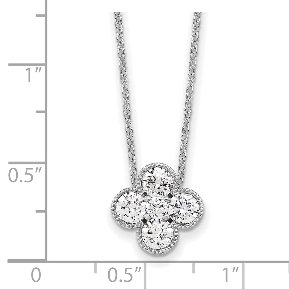 True Origin 14k White Gold 1 carat Lab Grown Diamond VS DEF 18 inch Bloom Floral Pendant Necklace