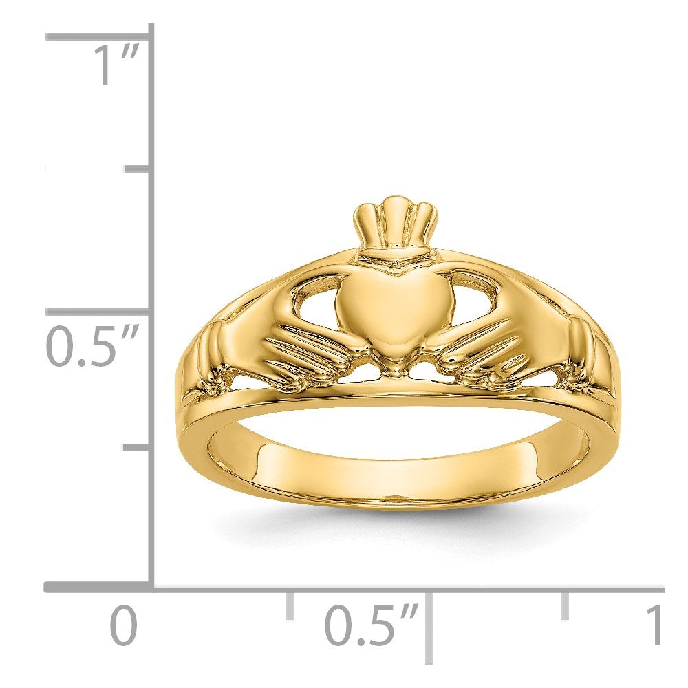 14k Polished Ladies Claddagh Ring size 7