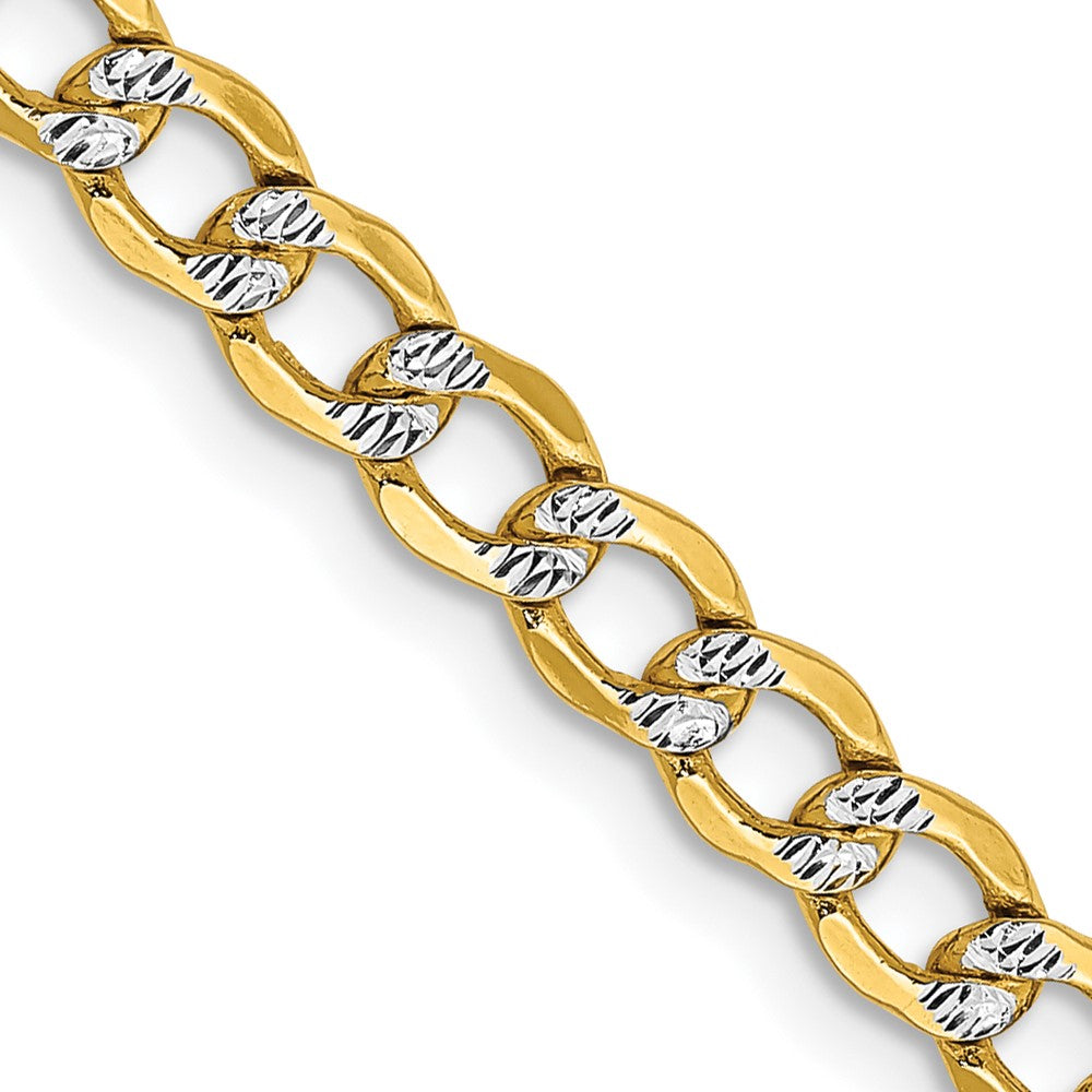14K 16 inch 4.3mm Semi-Solid with Rhodium Pav‚ Curb with Lobster Clasp Chain