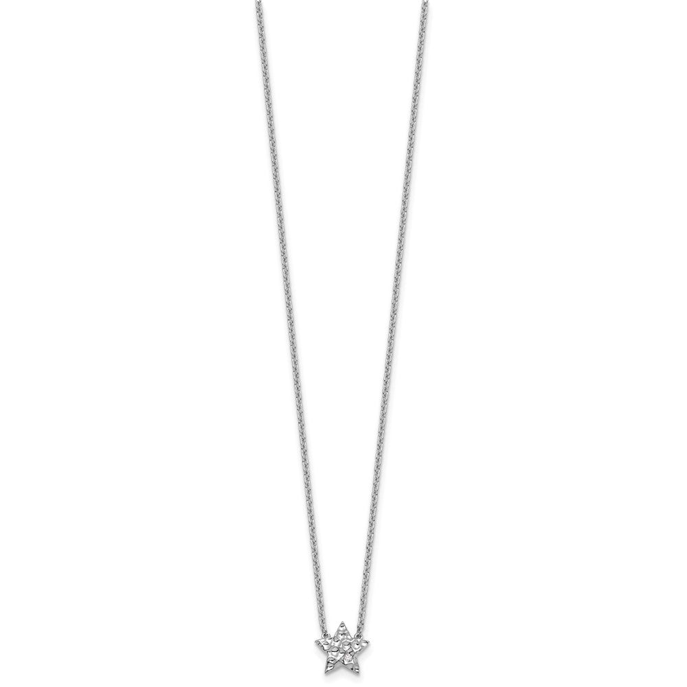 White Ice Sterling Silver Rhodium-plated 18 inch Diamond Star Necklace plus 2 inch Extender
