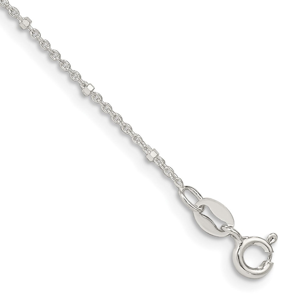 Sterling Silver 1.25mm Rolo with Beads Chain Anklet 9 inches