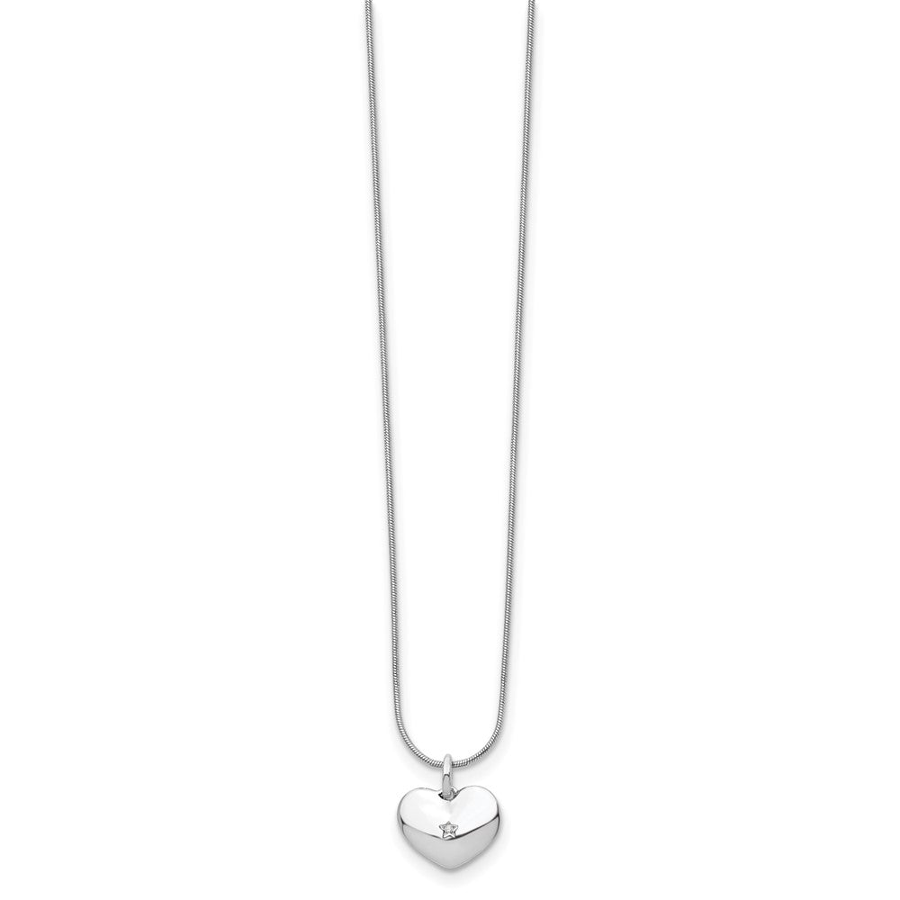 White Ice Sterling Silver Rhodium-plated 18 Inch Diamond Heart Necklace with 2 Inch Extender 18 Inches