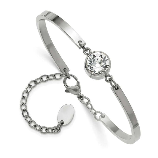 Stainless Steel Polished with Swarovski with 2" extension 6.5in Bracelet 6.5 inches