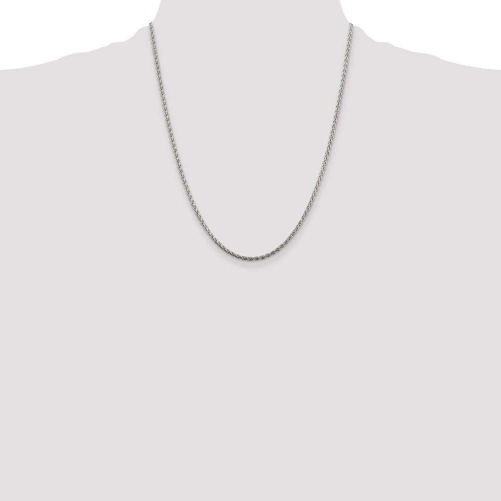 Sterling Silver 2mm Diamond-cut Spiga Chain 22 Inches