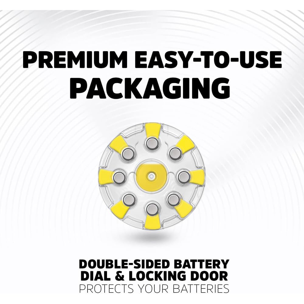 Energizer Hearing Aid Batteries Size 10, Yellow Tab, 8 Pack