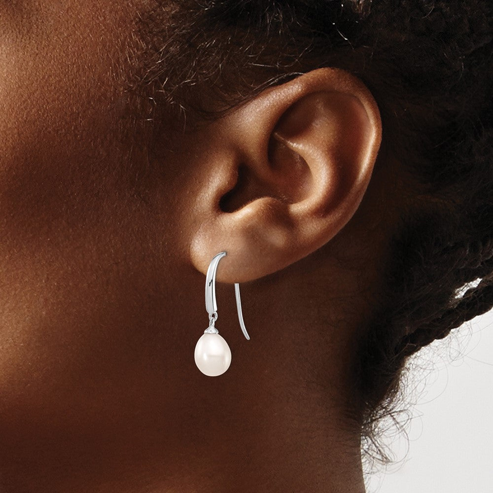 Sterling Silver Rhodium Diam. & White Topaz Earring Jacket