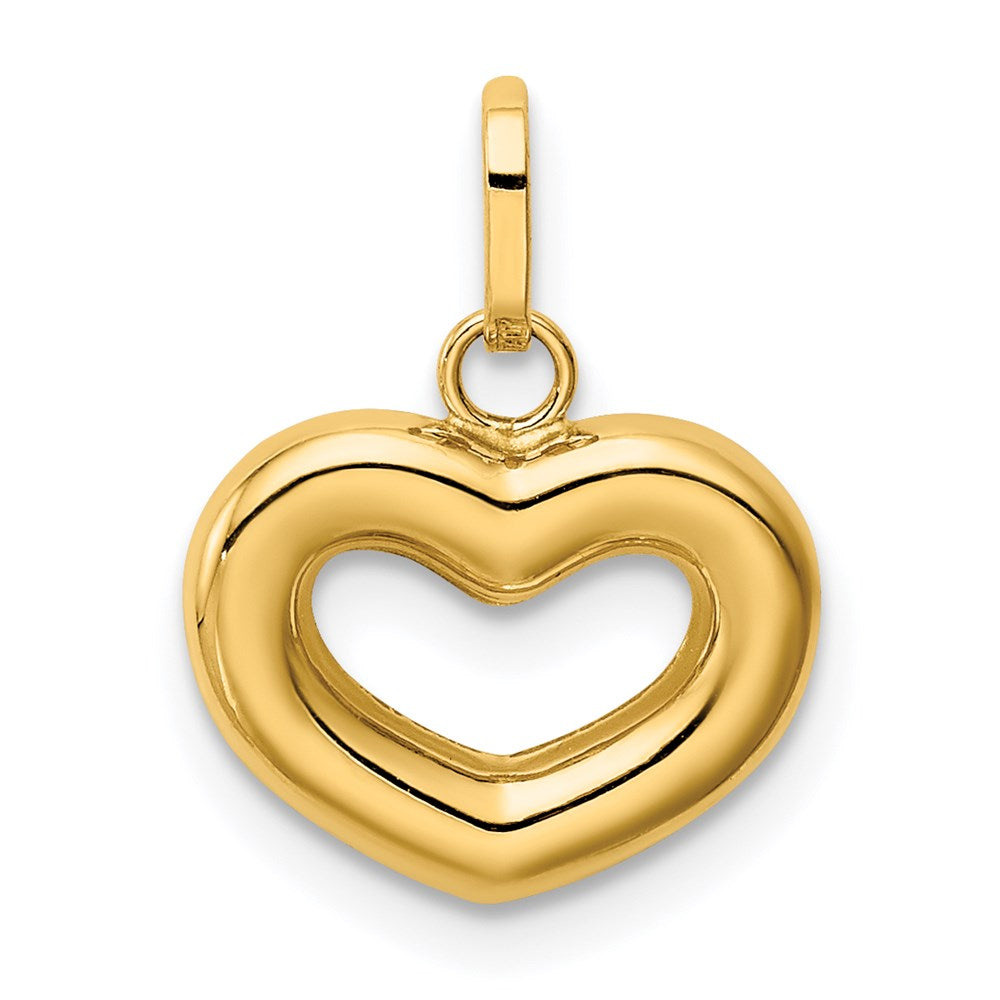 14k Polished Cut-out Puffed Heart Charm