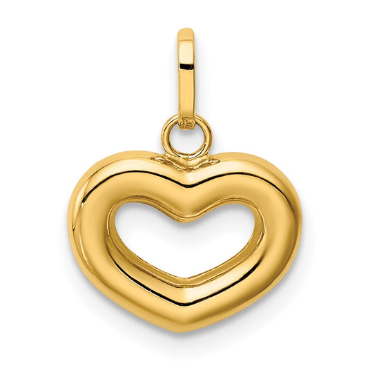 14k Polished Cut-out Puffed Heart Charm