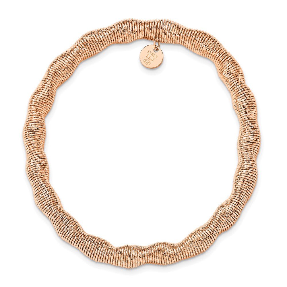 Sterling Silver Rose-tone Stretch Bangle