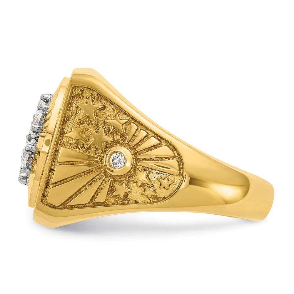 IBGoodman 14k Two-tone Men's Polished Textured and Diamond-cut Stars and Stripes Round Cluster Ring Mounting