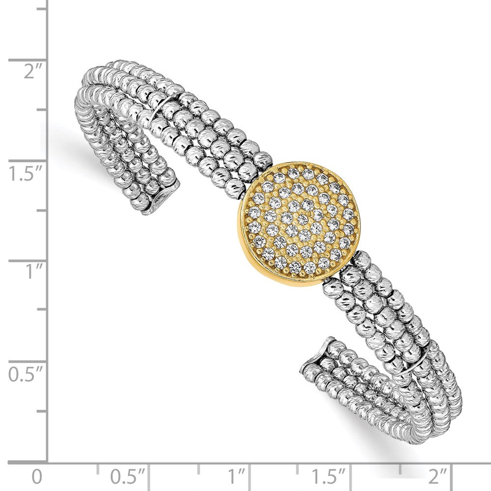 Sterling Silver Gold-tone Rhodium-plated Crystal Bangle