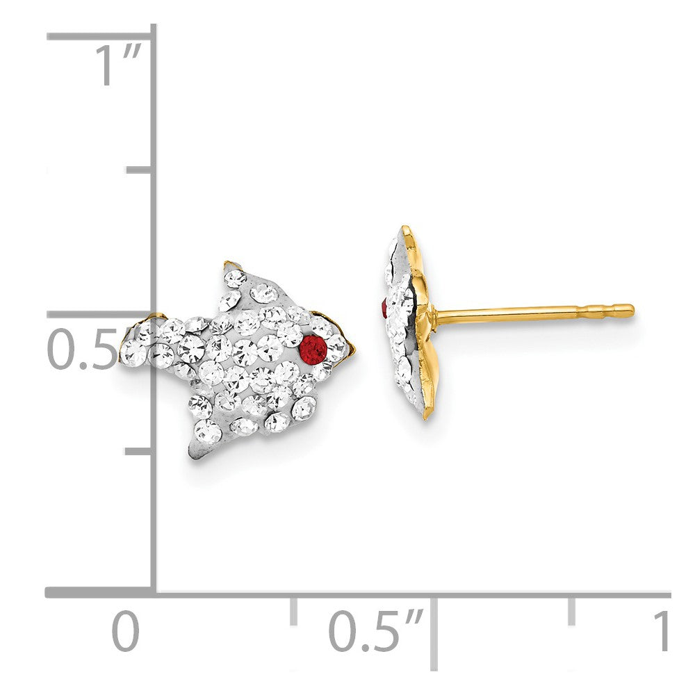 14ky Red & Clear Crystal Bird Post Earrings