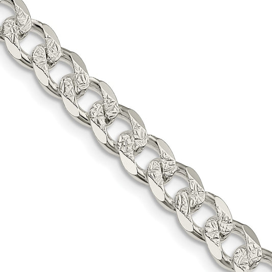 Sterling Silver 7mm Pav‚ Curb Chain 22 Inches