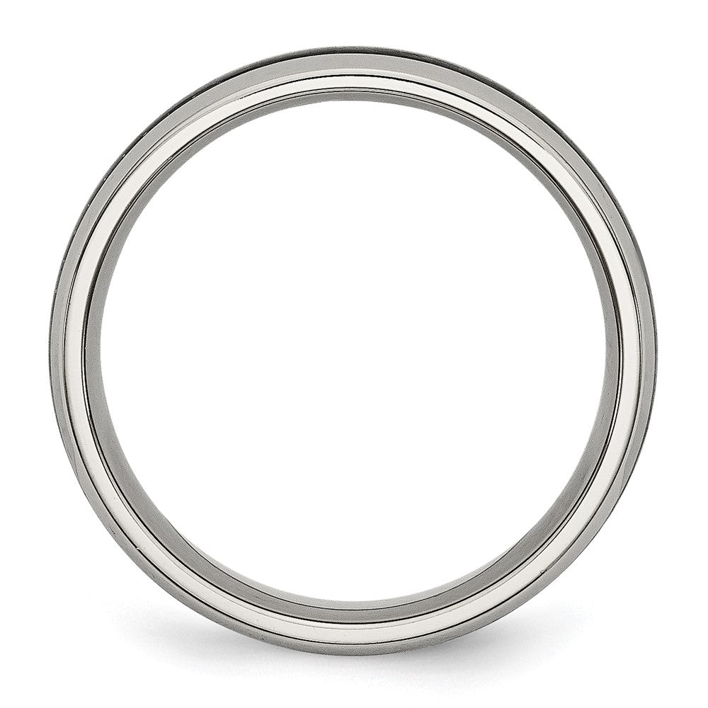 Stainless Steel Polished w/ Black Carbon Fiber Inlay 6mm Band Size - 8