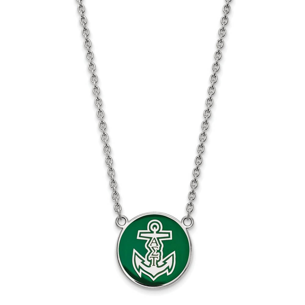 Sterling Silver 18in Official Licensed Greek Sororities Alpha Sigma Tau (???) Small Enamel Pendant w/Necklace