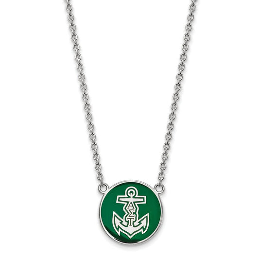 Sterling Silver 18in Official Licensed Greek Sororities Alpha Sigma Tau (???) Small Enamel Pendant w/Necklace