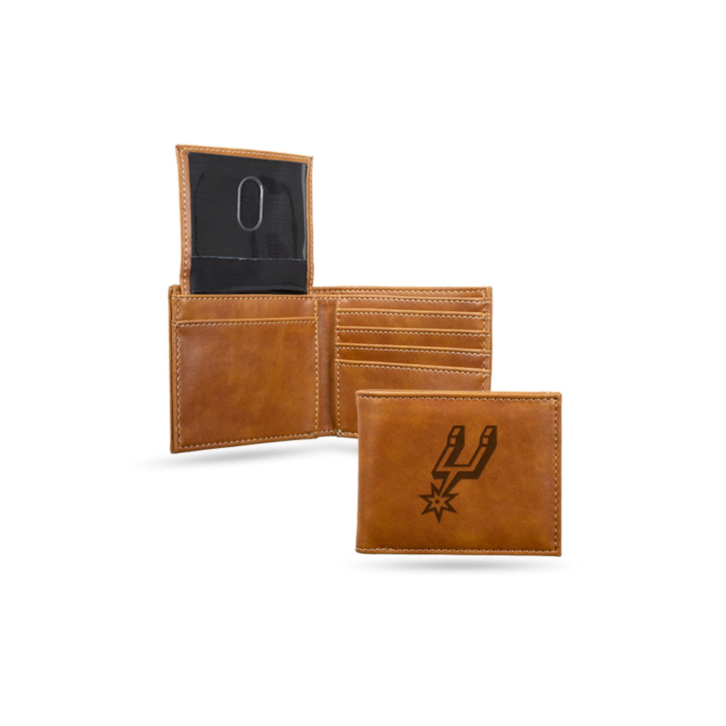 San Antonio Basketball Spur's Laser Engraved Brown Billfold Wallet