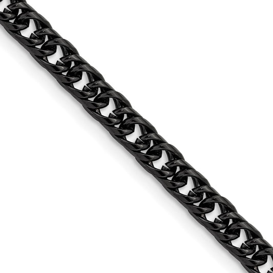 Chisel Stainless Steel Polished Black IP-plated 5mm 20 inch Double Curb Chain