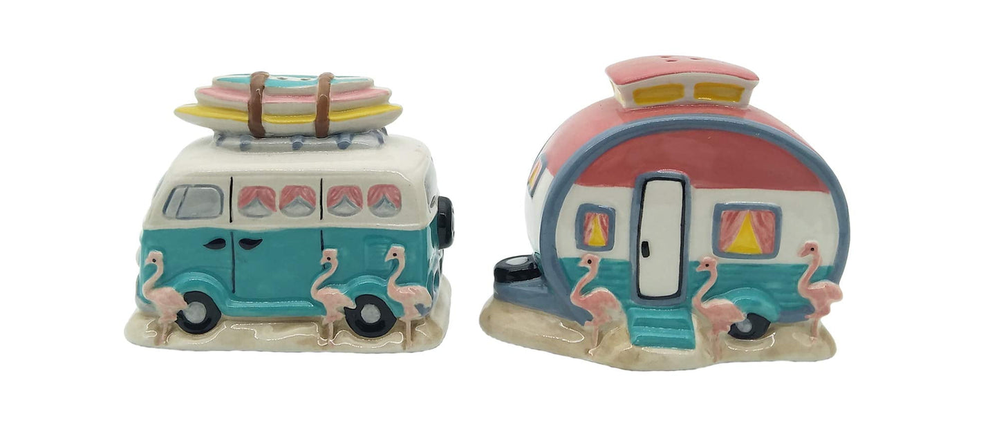 Blue Sky Ceramics Flamingo Van Camper Salt and Pepper