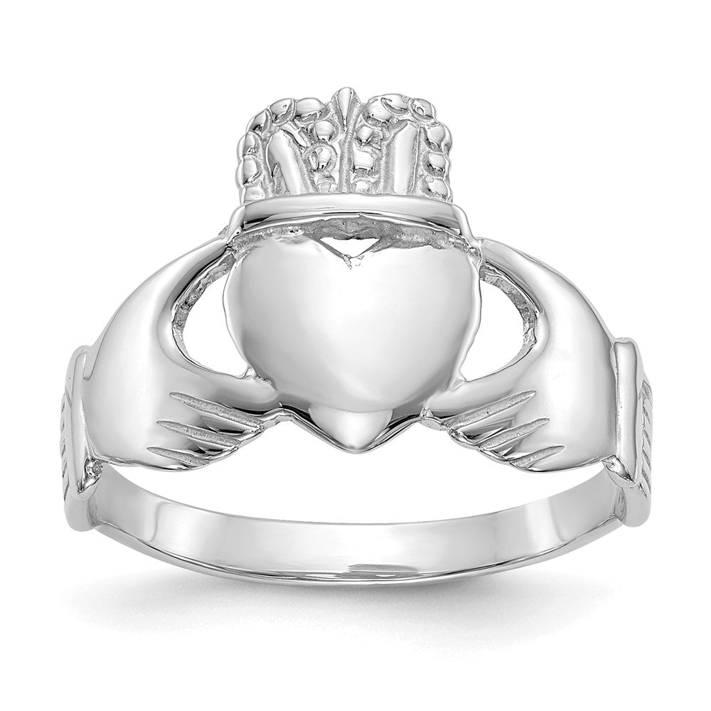 14k White Gold Ladies Claddagh Ring Size 5.5