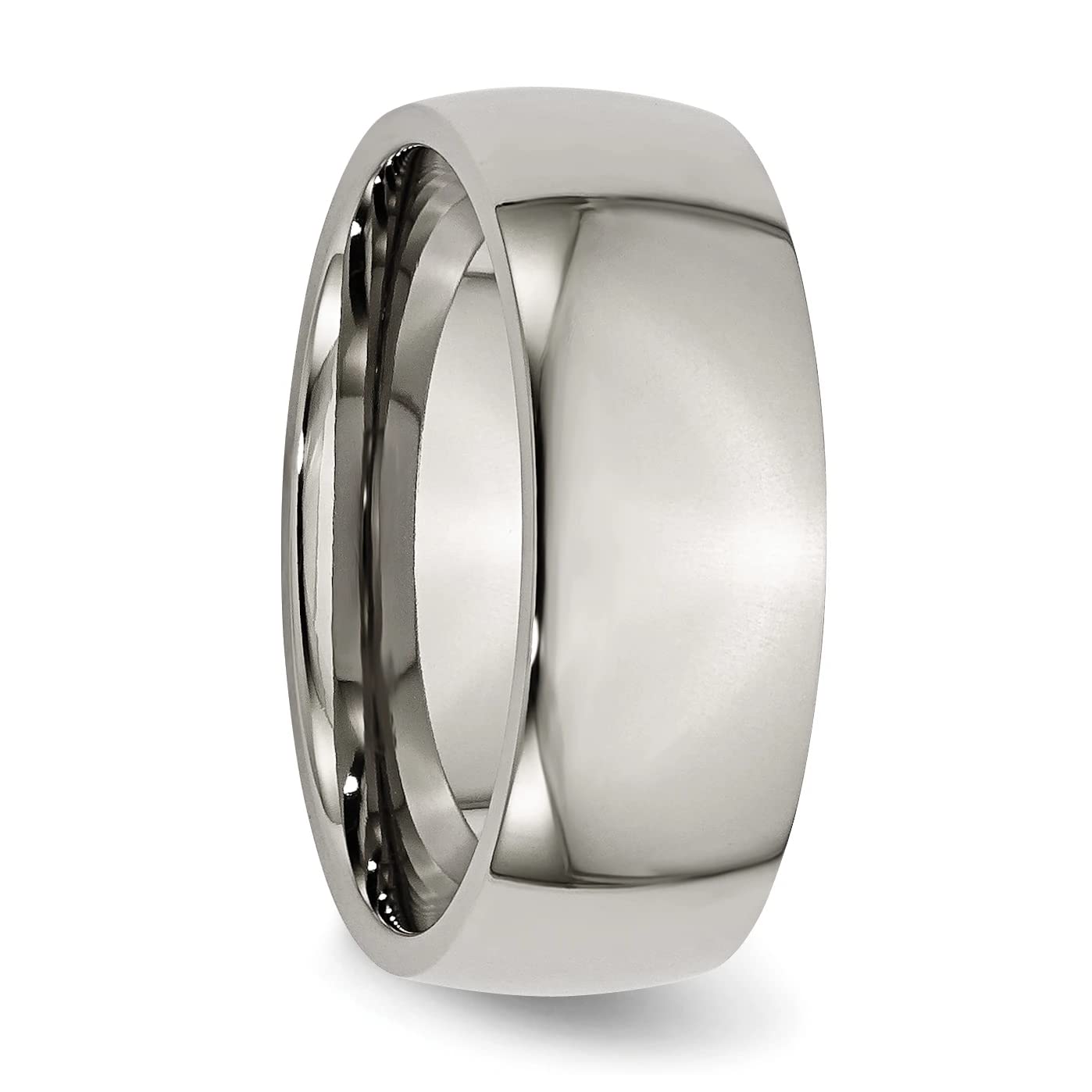 Titanium Polished 8mm Half Round Band Size - 9.5