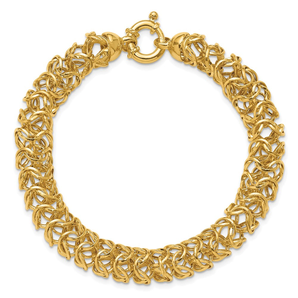14K Polished Woven Link Bracelet 8  inches