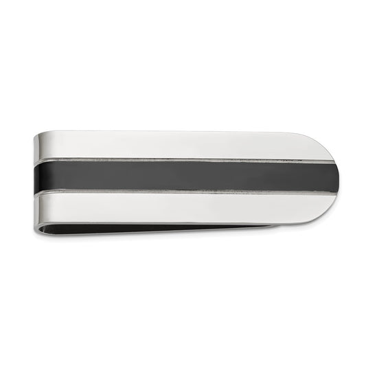 Chisel Stainless Steel Polished with Black IP-plated Center Money Clip